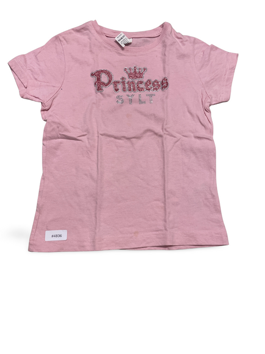 Rosa T-Shirt mit Princess Strass - Gr. 116