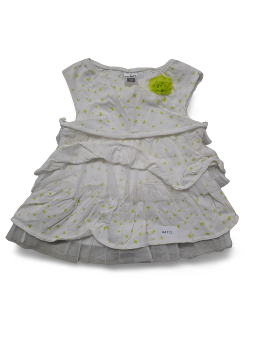 Weisses Tüllkleid mit Blumenapplikation - Gr. 80