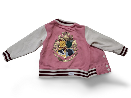 Collegejacke Rosa-Weiss mit Wappen - Gr. 98