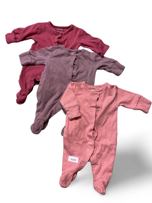 3er Bundle Strampler Rosa und Violett - Gr. 50