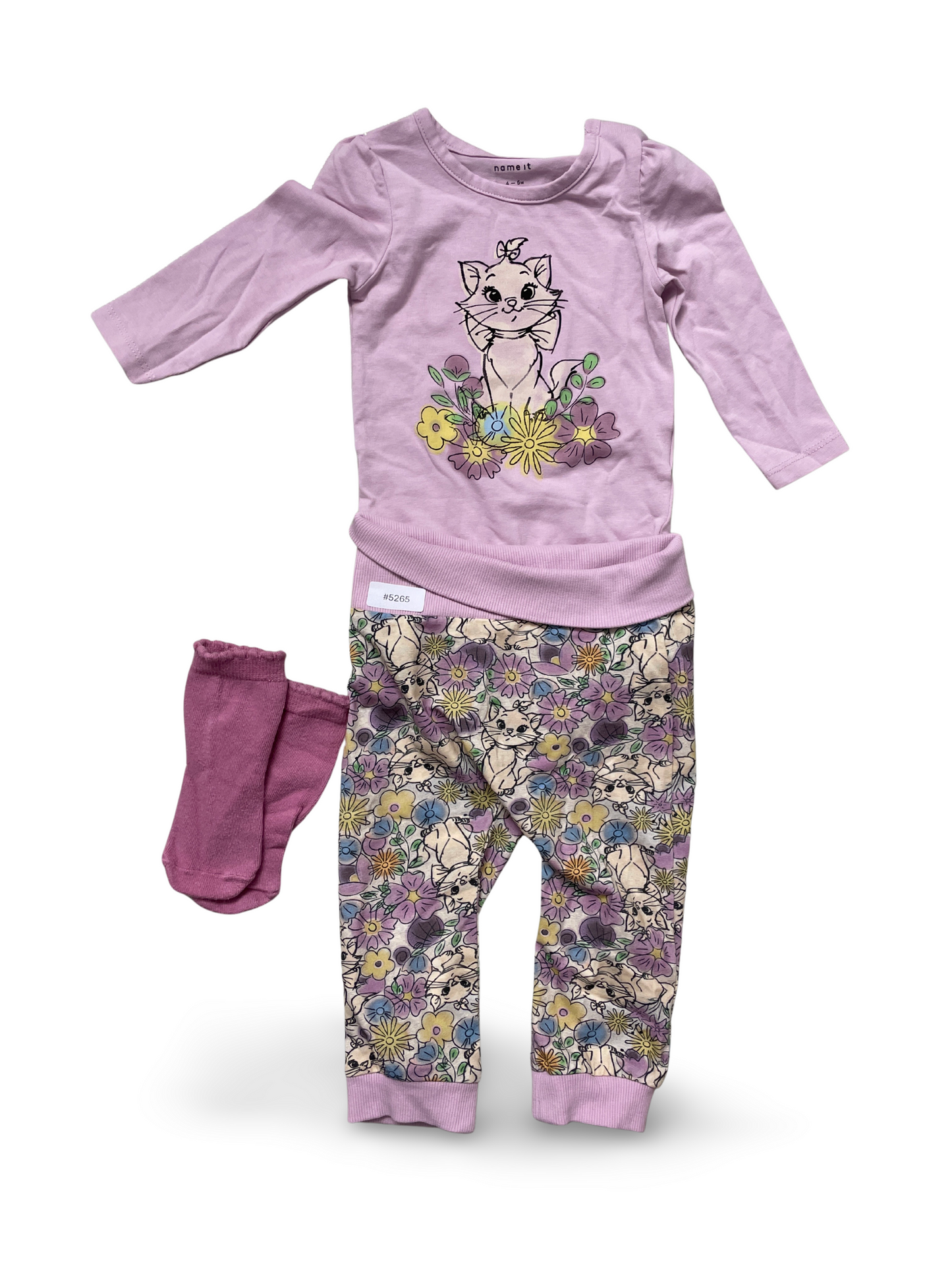 Langarmshirt mit Leggings und Socken Katzenmotiv - Gr. 68