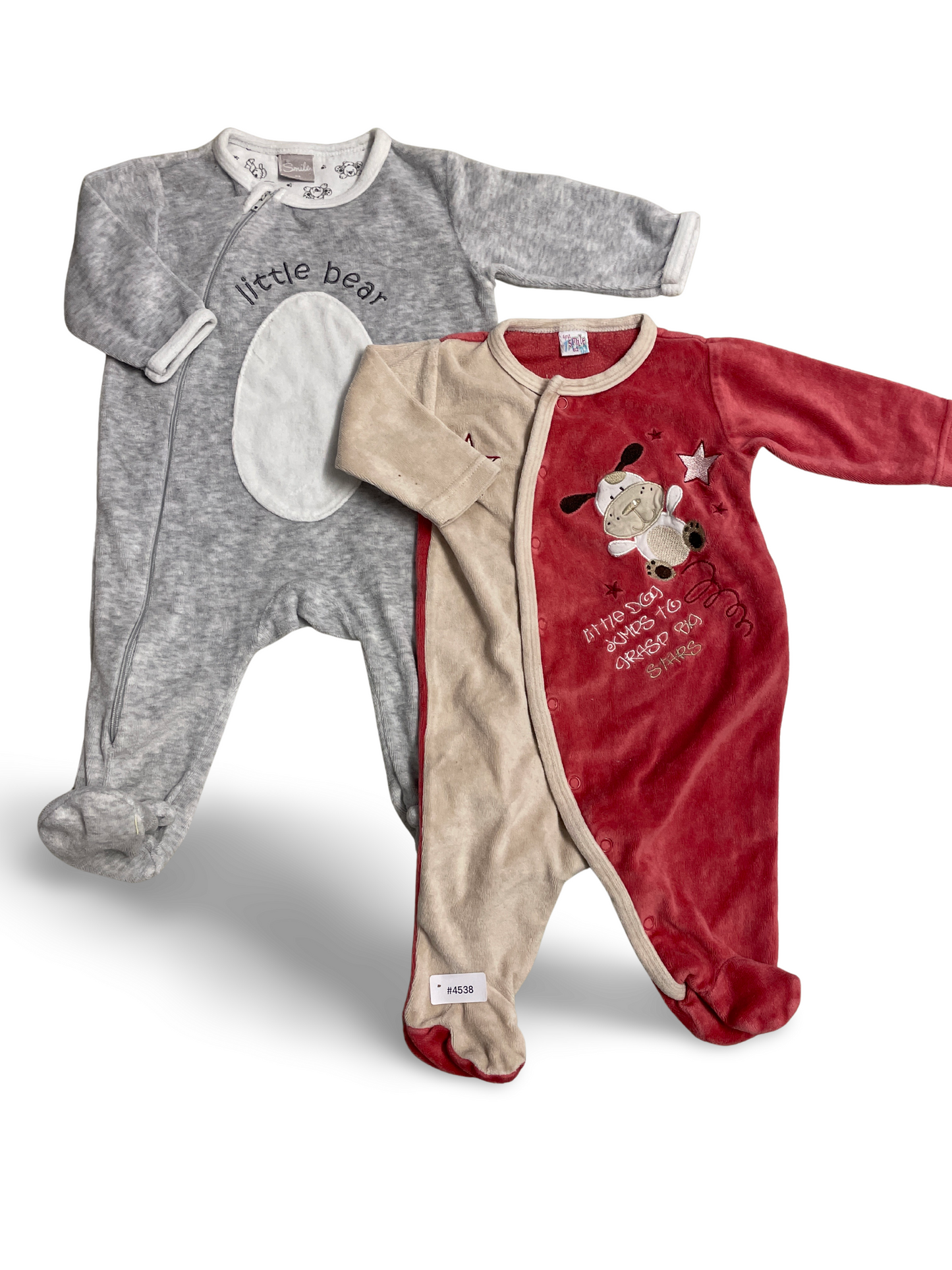 2er Bundle Strampler mit Füssen, grau und rot - Gr. 62