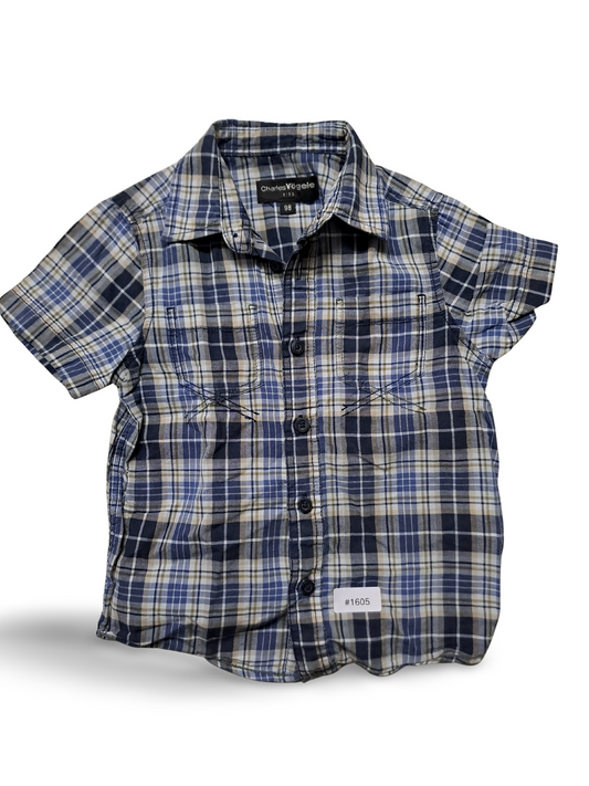 Kurzarmhemd kariert blau - Gr. 98