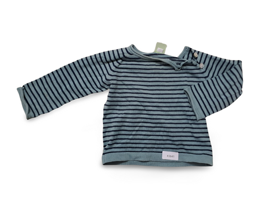 Gestreifter Langarmpullover mit Schulterknöpfen - Gr. 74