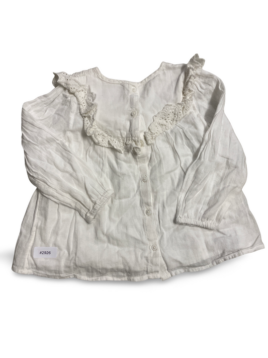 Weisse Bluse mit Rüschenkragen - Gr. 98