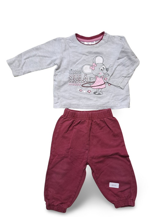 Set Langarmshirt mit Mausprint und Jogginghose - Gr. 80