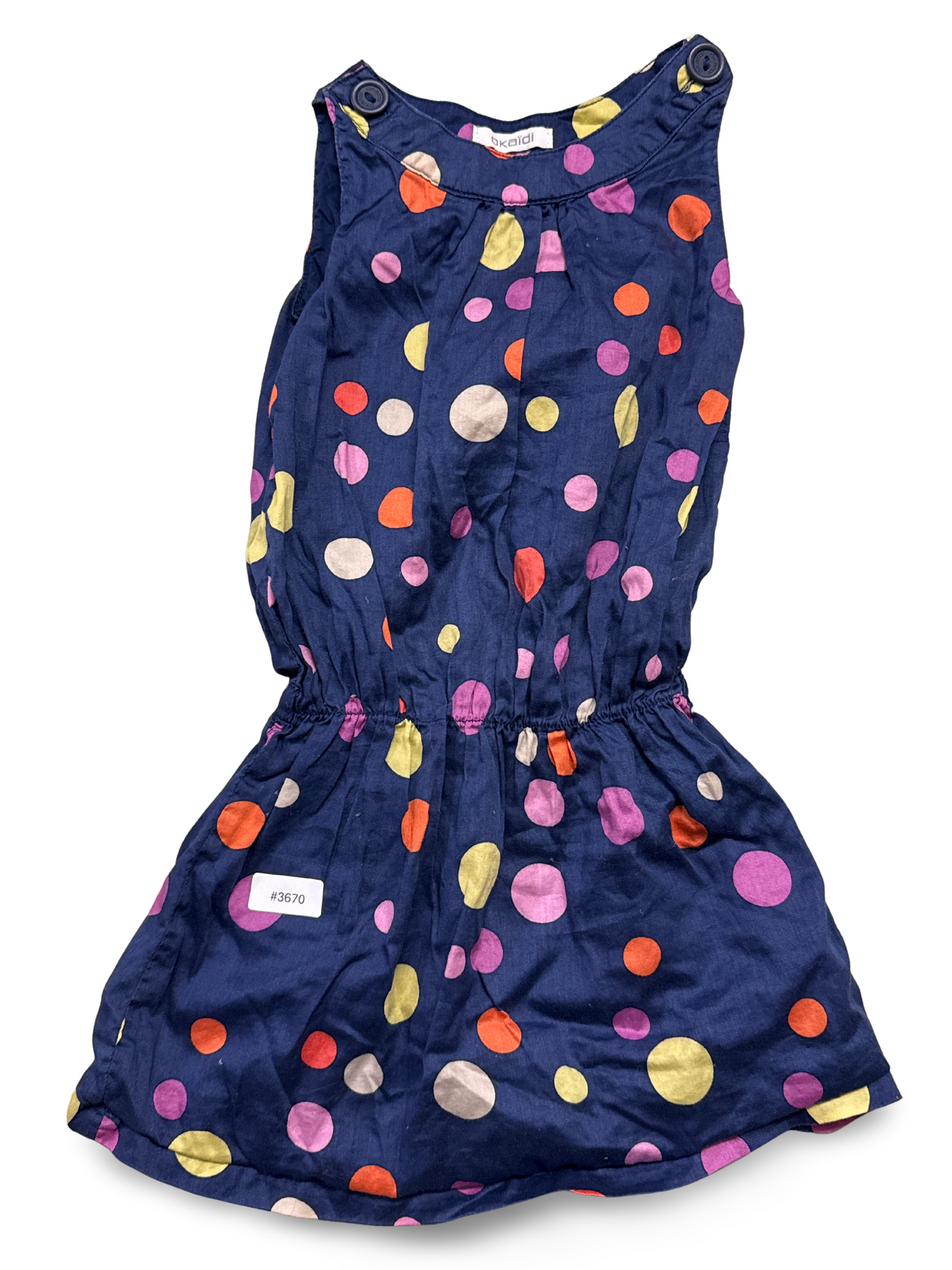 Ärmelloses Kleid mit bunten Punkten - Gr. 110