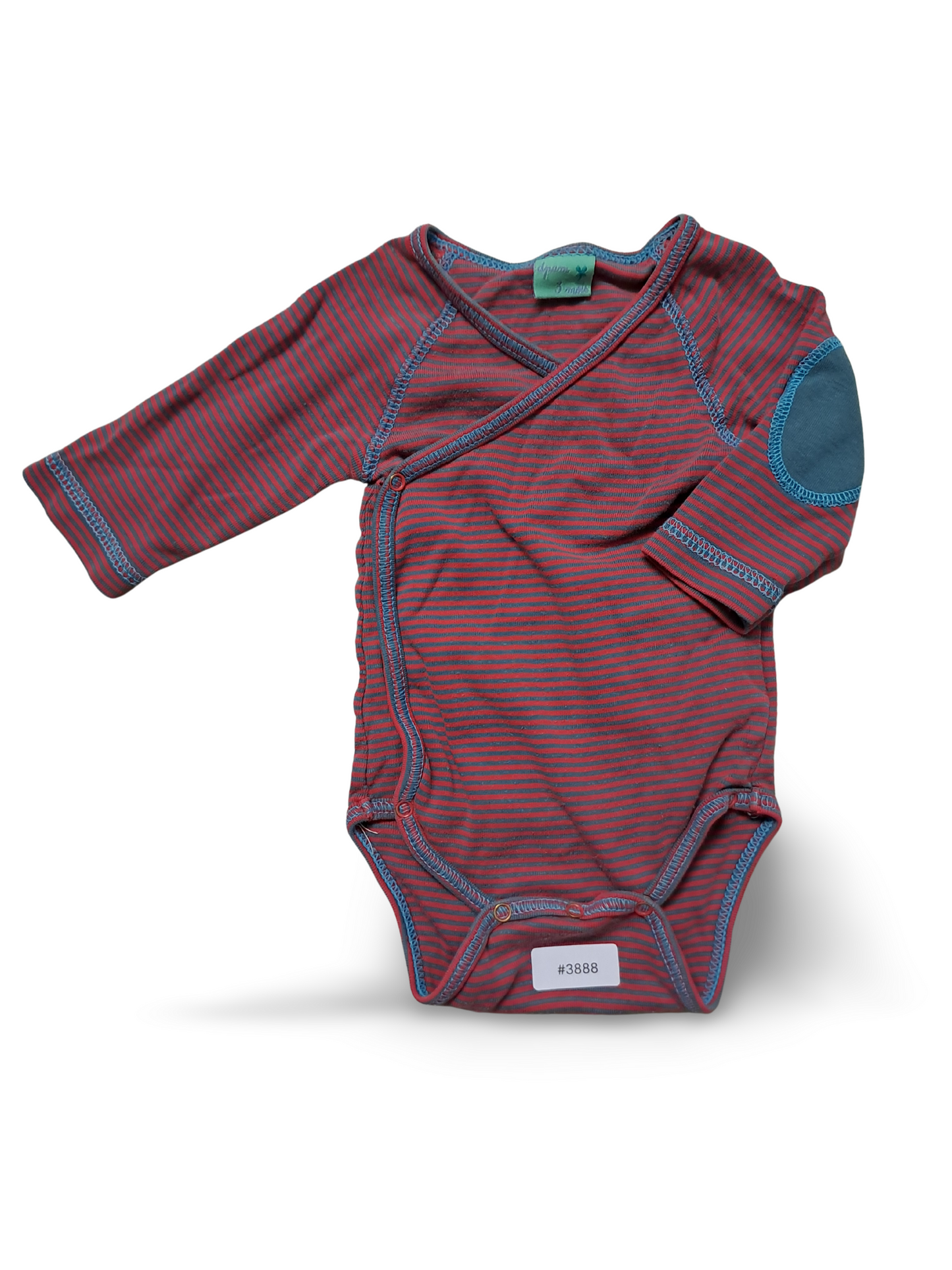 Wickelbody rot-blau gestreift mit Ellbogenpatch - Gr. 62