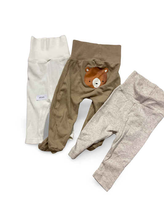 3er Bundle Strumpfhosen weiss beige hellgrau mit Bärmotiv - Gr. 62