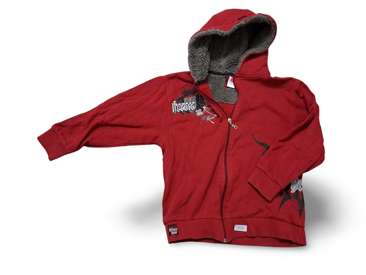 Rote Kapuzenjacke mit Teddyfutter - Gr. 134