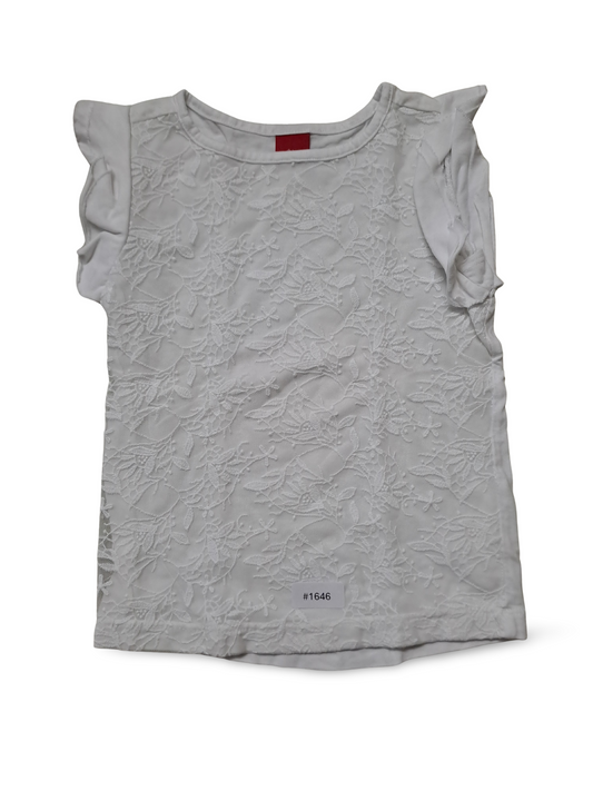 Weisses Spitzen-Shirt mit Rüschenärmeln - Gr. 92