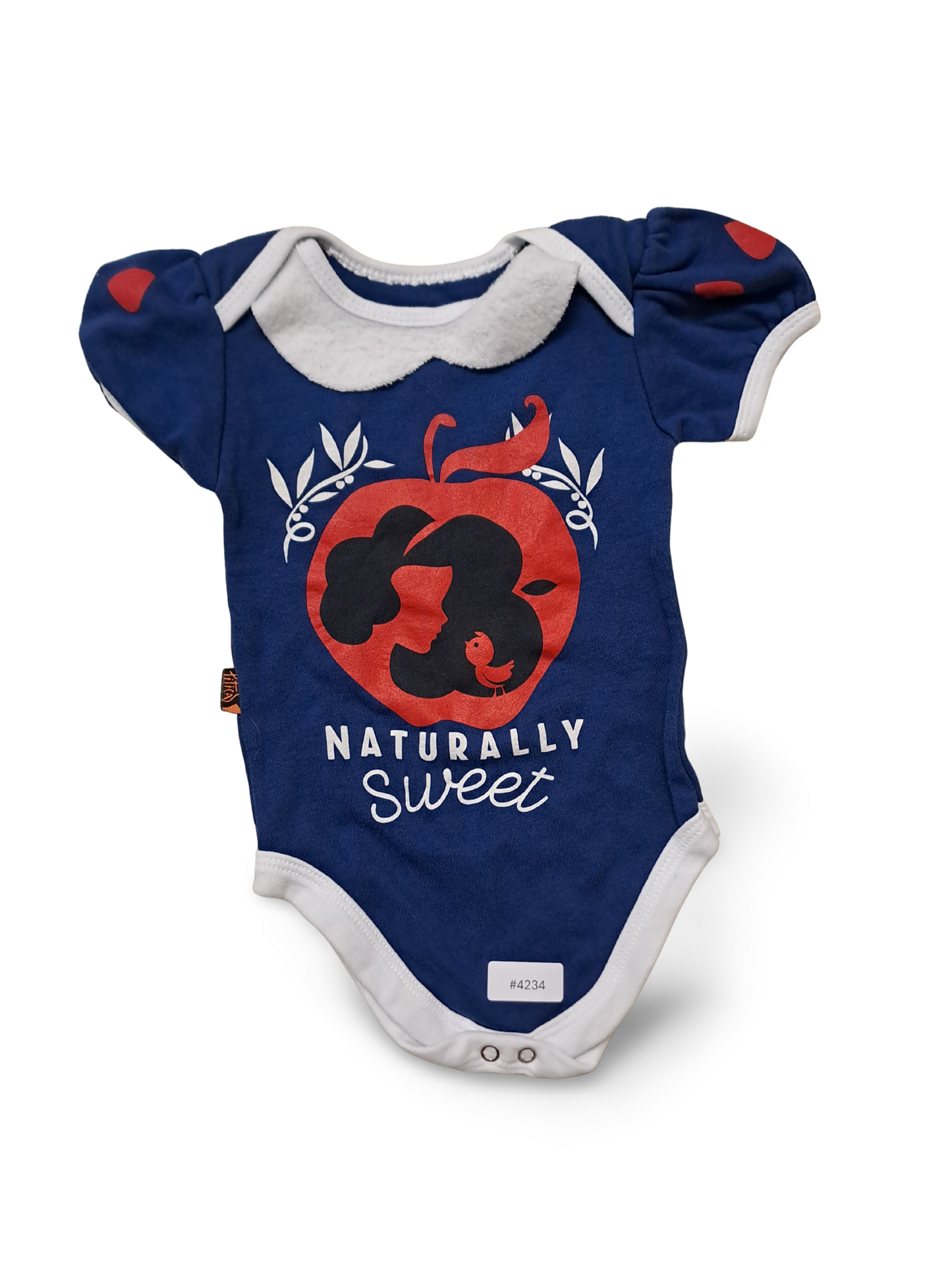 Kurzarm-Body mit Bubikragen und Apfelprint - Gr. 68