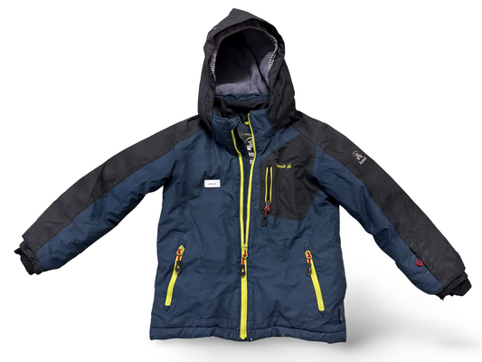 Blau-schwarze gefütterte Kinderjacke mit Kapuze - Gr. 116