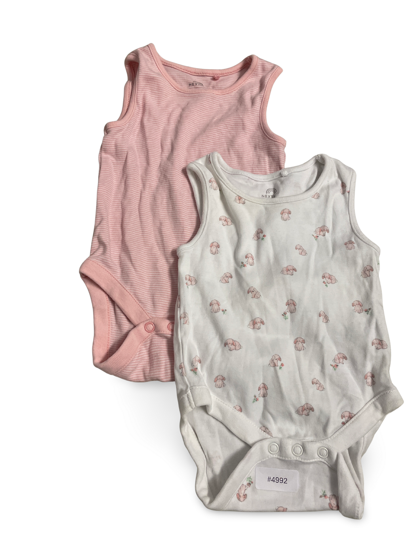 2er Bundle Strampler rosa gestreift und weiss mit Häschen - Gr. 68