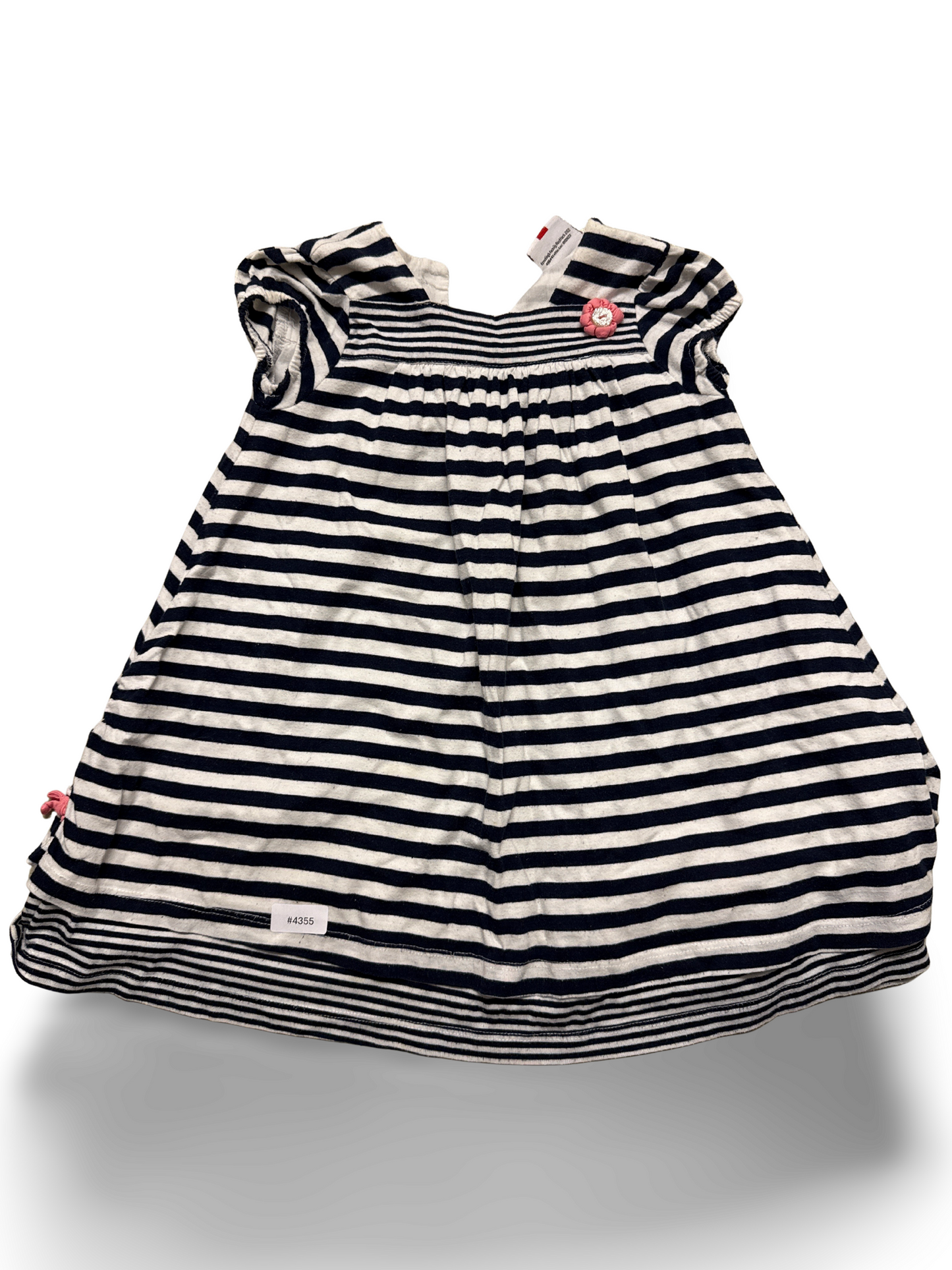 Gestreiftes Kleid mit Blumenapplikation - Gr. 98