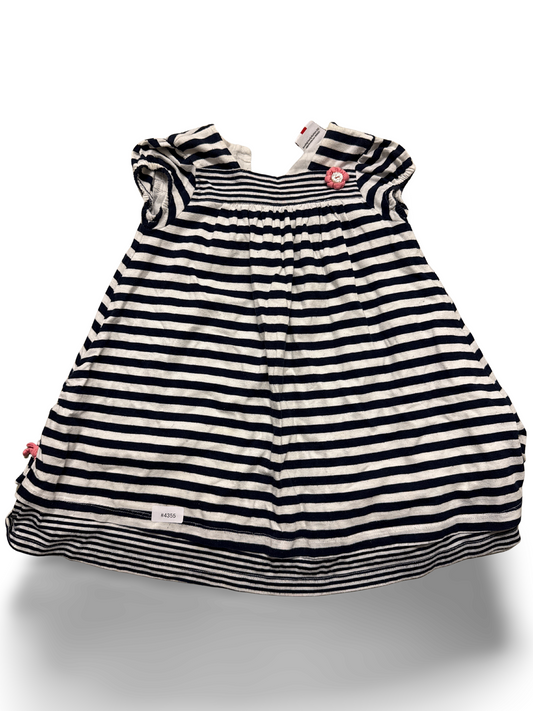 Gestreiftes Kleid mit Blumenapplikation - Gr. 98