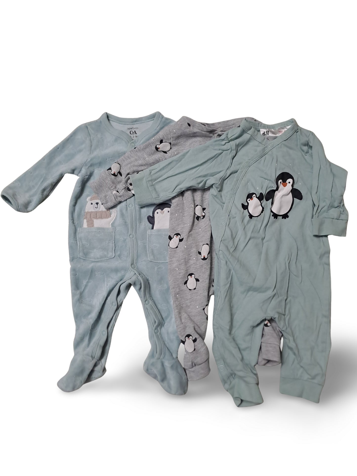 3er Bundle - Strampler lang Pinguine - Gr. 62