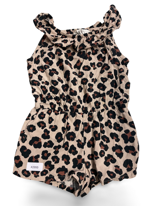 Leopardenmuster Strampler mit Rüschenkragen - Gr. 92