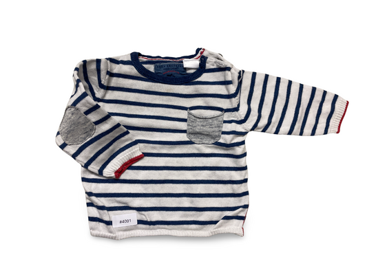 Gestreifter Strickpullover mit Brusttasche - Gr. 74