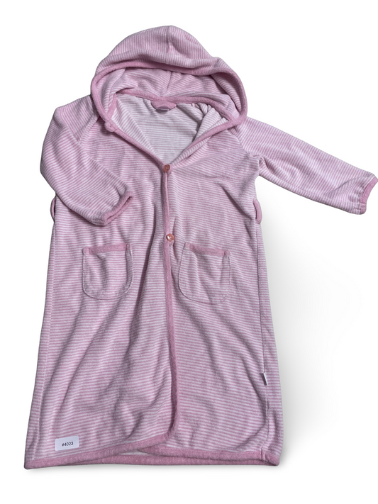 Kapuzenbademantel Rosa-Weiss Gestreift - Gr. 104