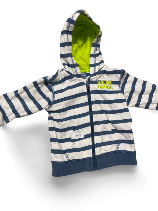 Gestreifte Kapuzenjacke mit Reissverschluss - Gr. 74