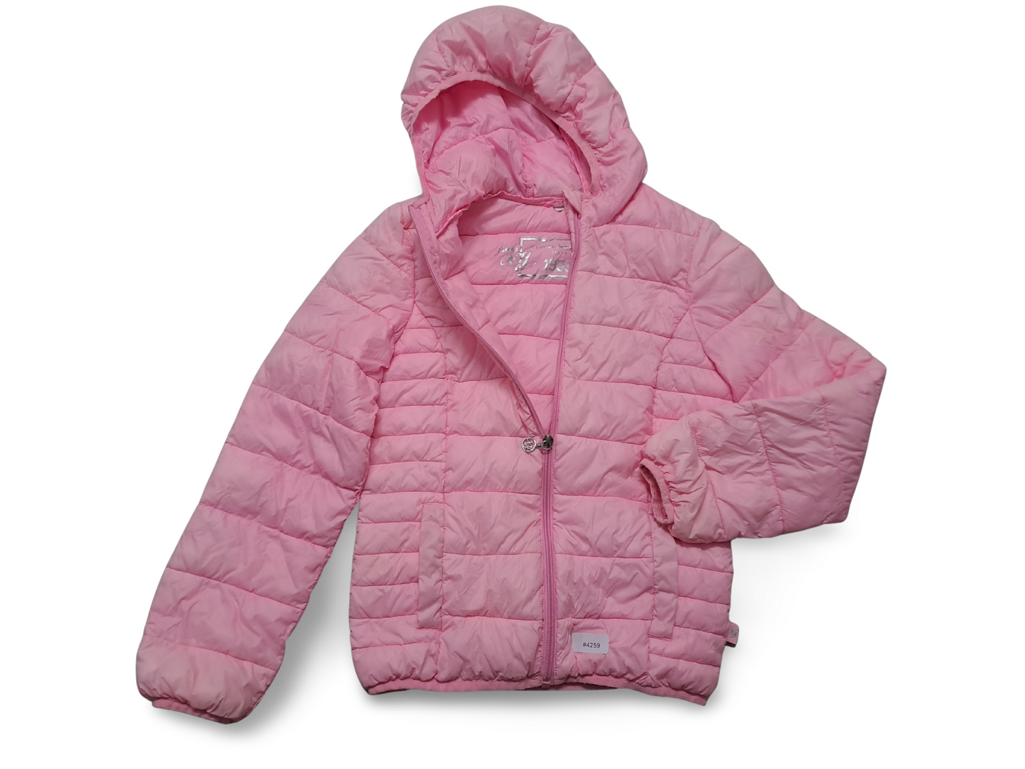 Rosa Steppjacke mit Kapuze - Gr. 140