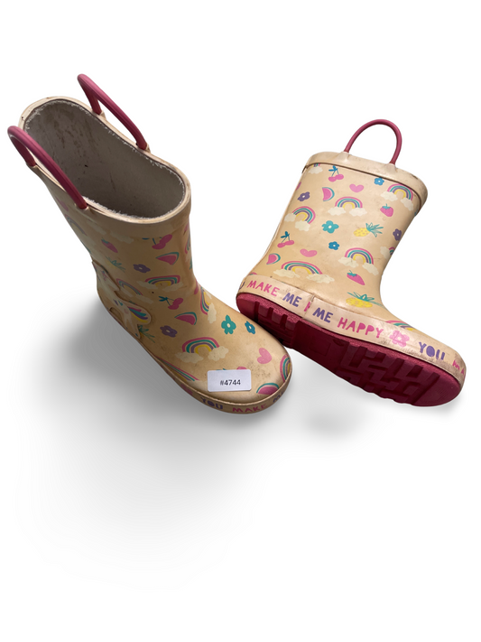 Gummistiefel mit Regenbogen- und Herzmuster - Gr. 28