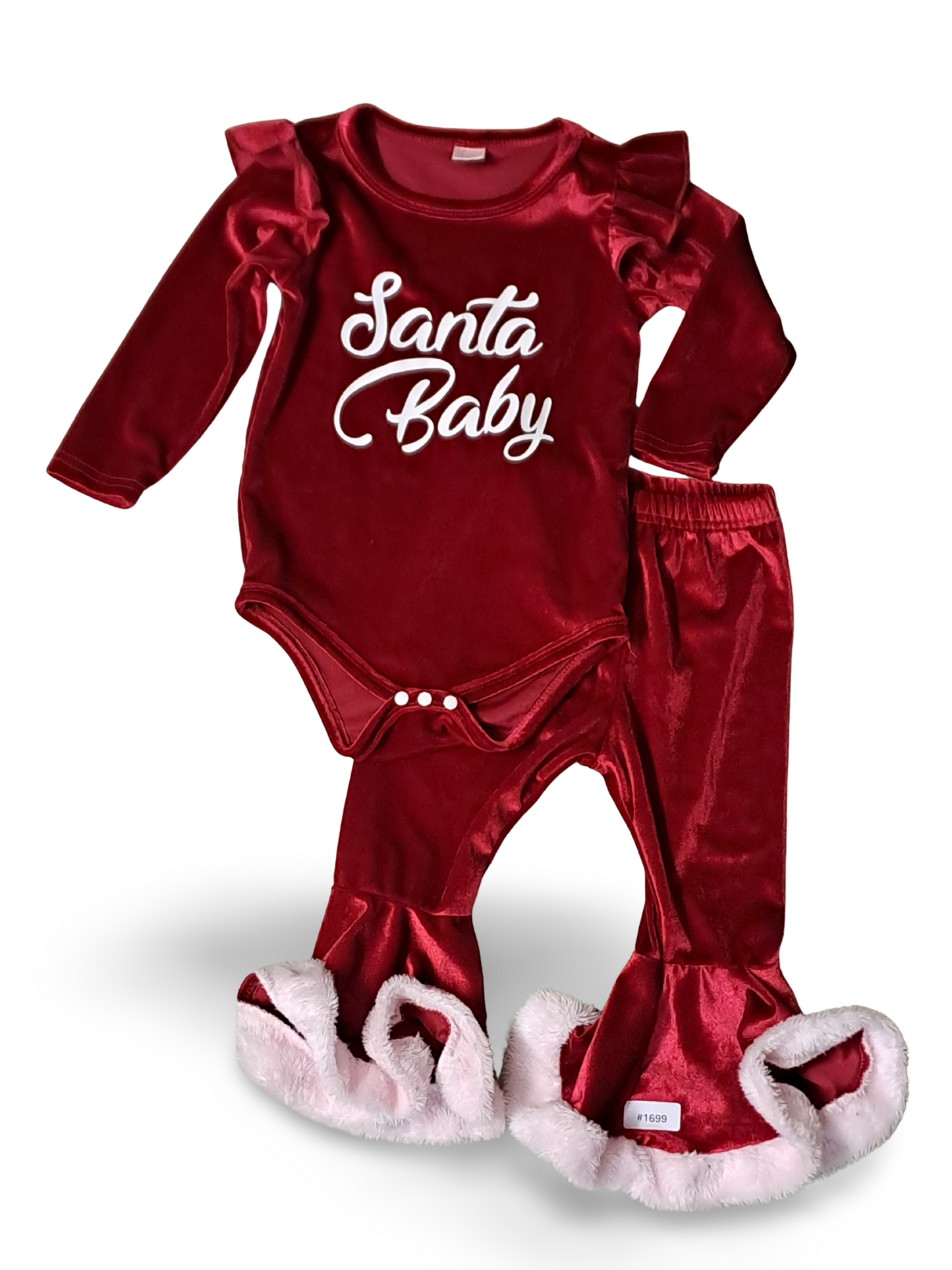 Samtstrampler mit Rüschenhose - Gr. 104