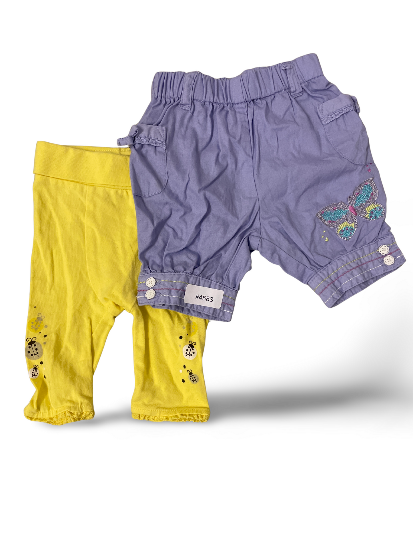 Ensemble 2 pièces : Legging jaune et short violet papillon – Taille 56