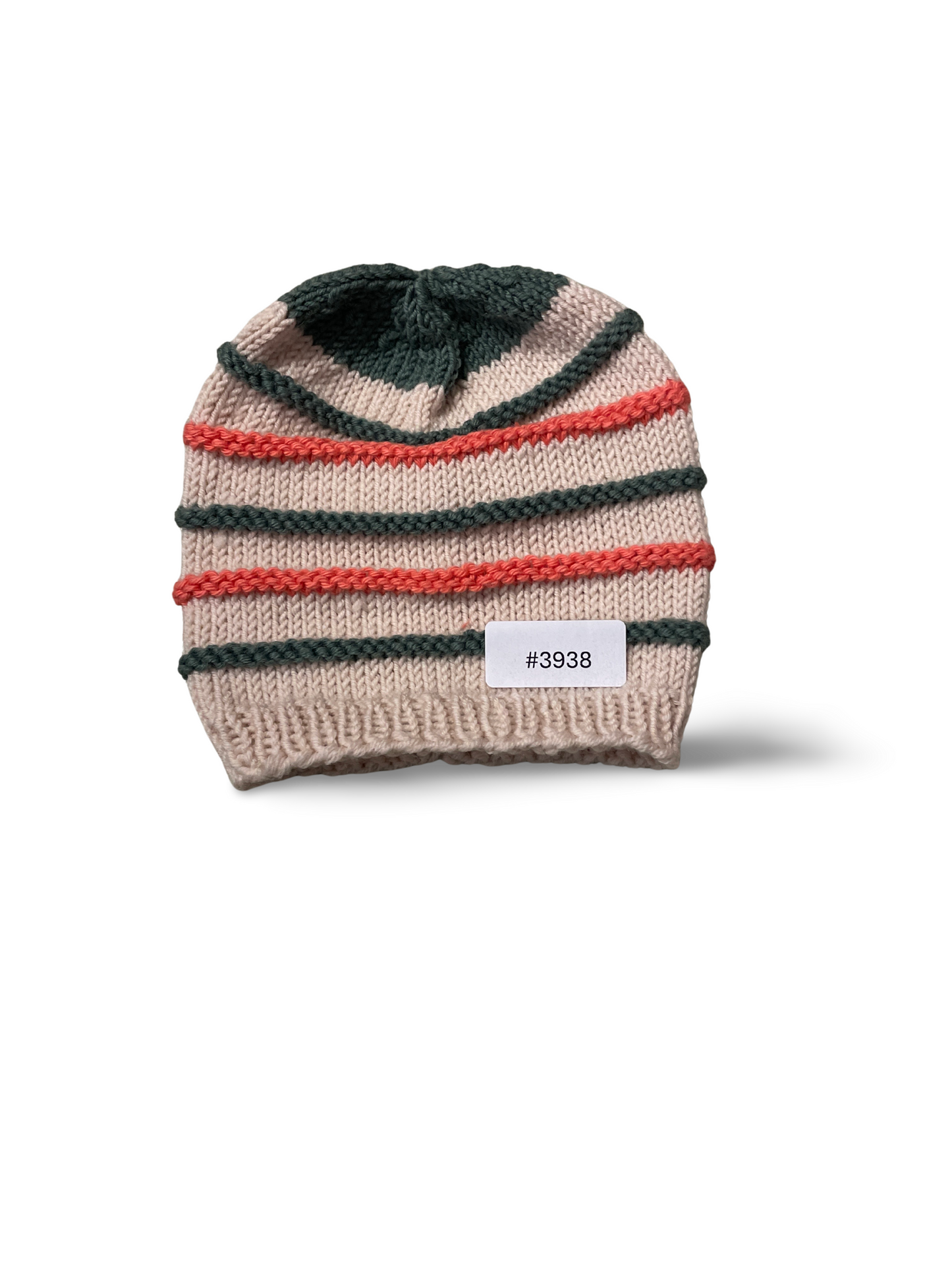 Gestrickte Mütze mit Streifen - Gr. 56