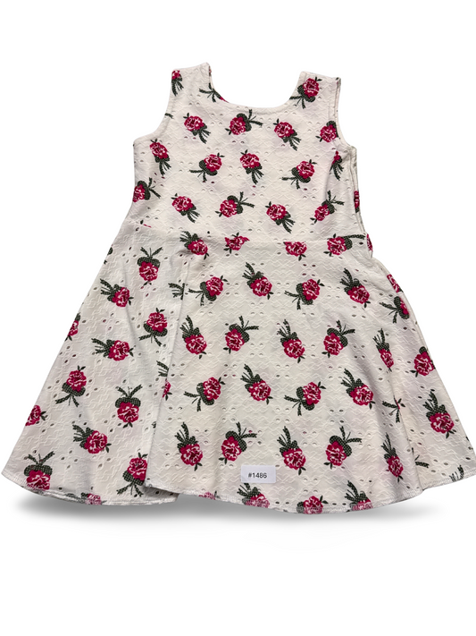 Ärmelloses weisses Blumenkleid - Gr. 104