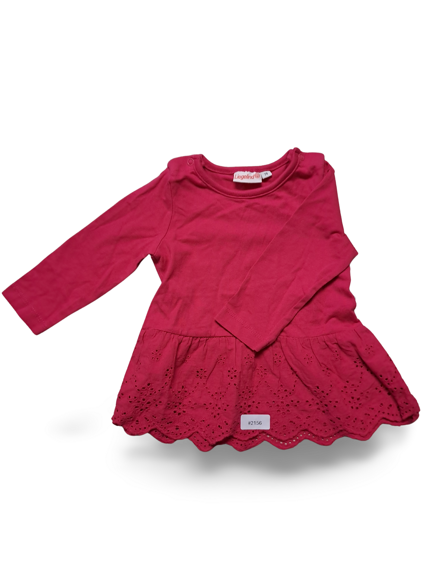 Langarm Kleid mit Spitzensaum - Gr. 74