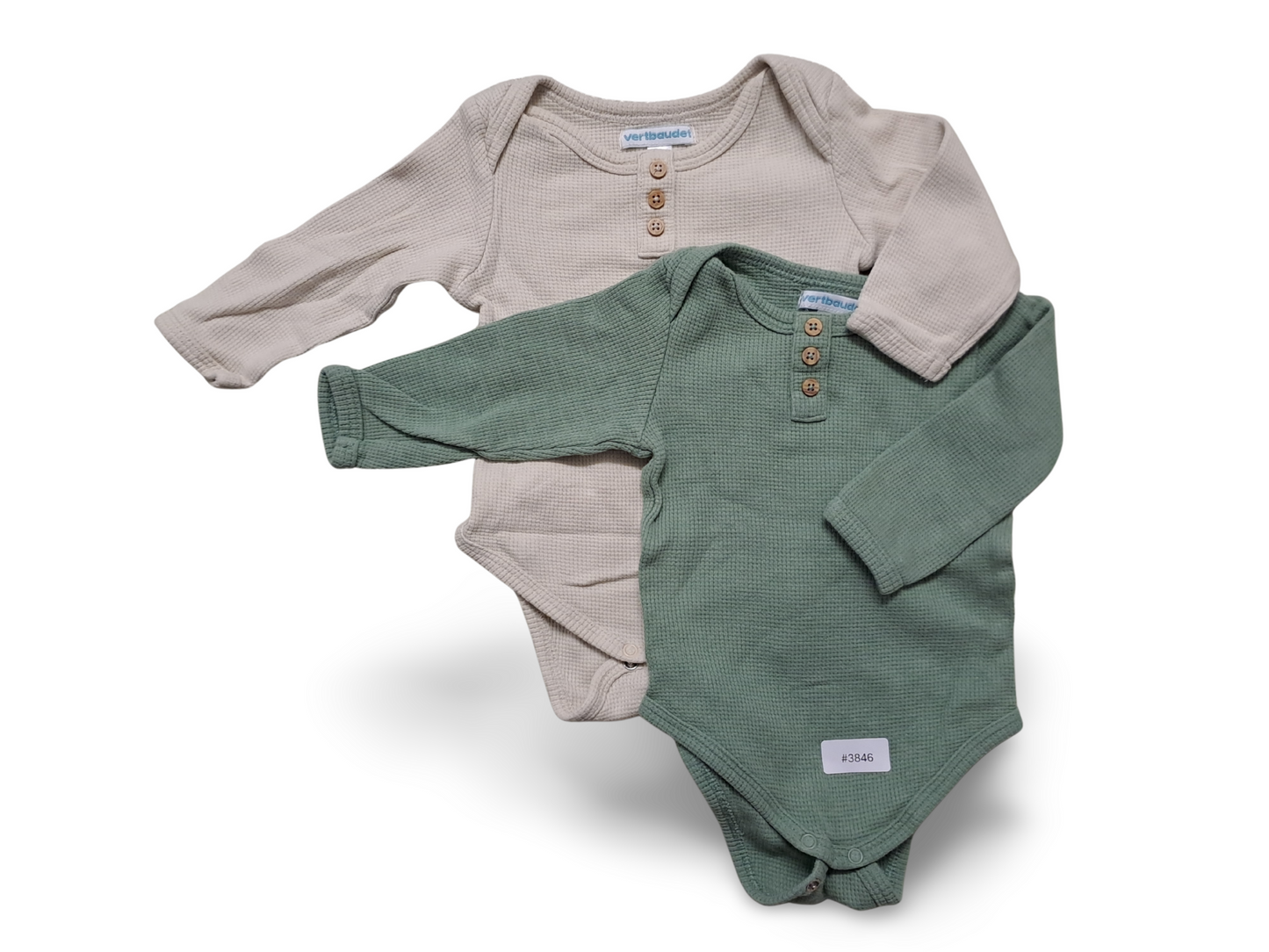 2er Bundle Strampler Langarm Waffelstoff mit Knopfleiste - Gr. 68