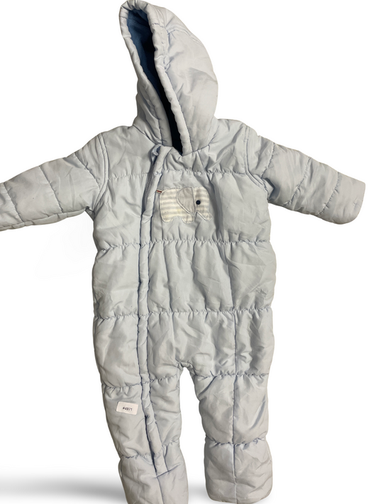 Gepolsterter hellblauer Winterstrampler mit Kapuze - Gr. 74