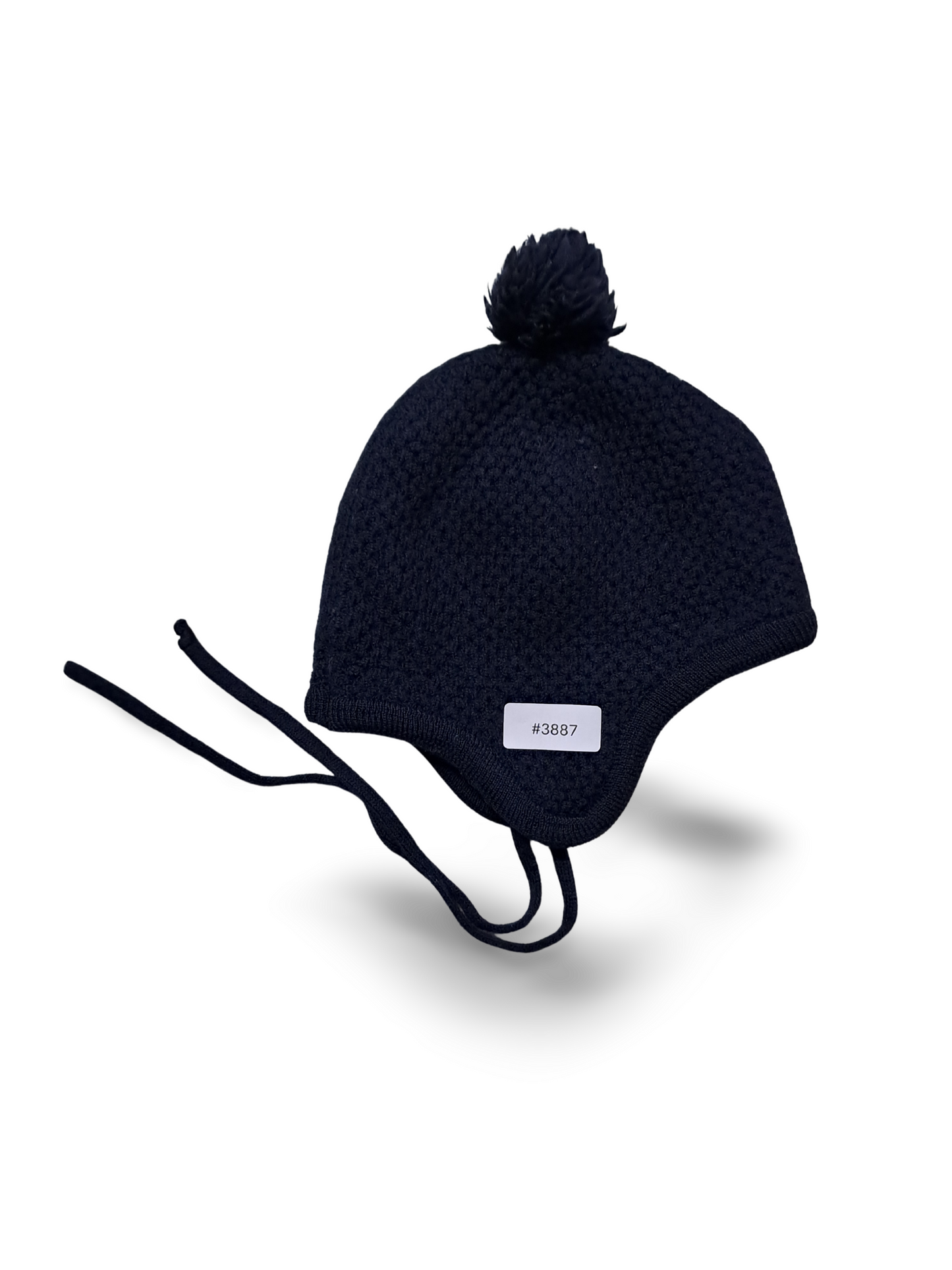 Babymütze mit Bommel und Ohrenklappen - Gr. 62