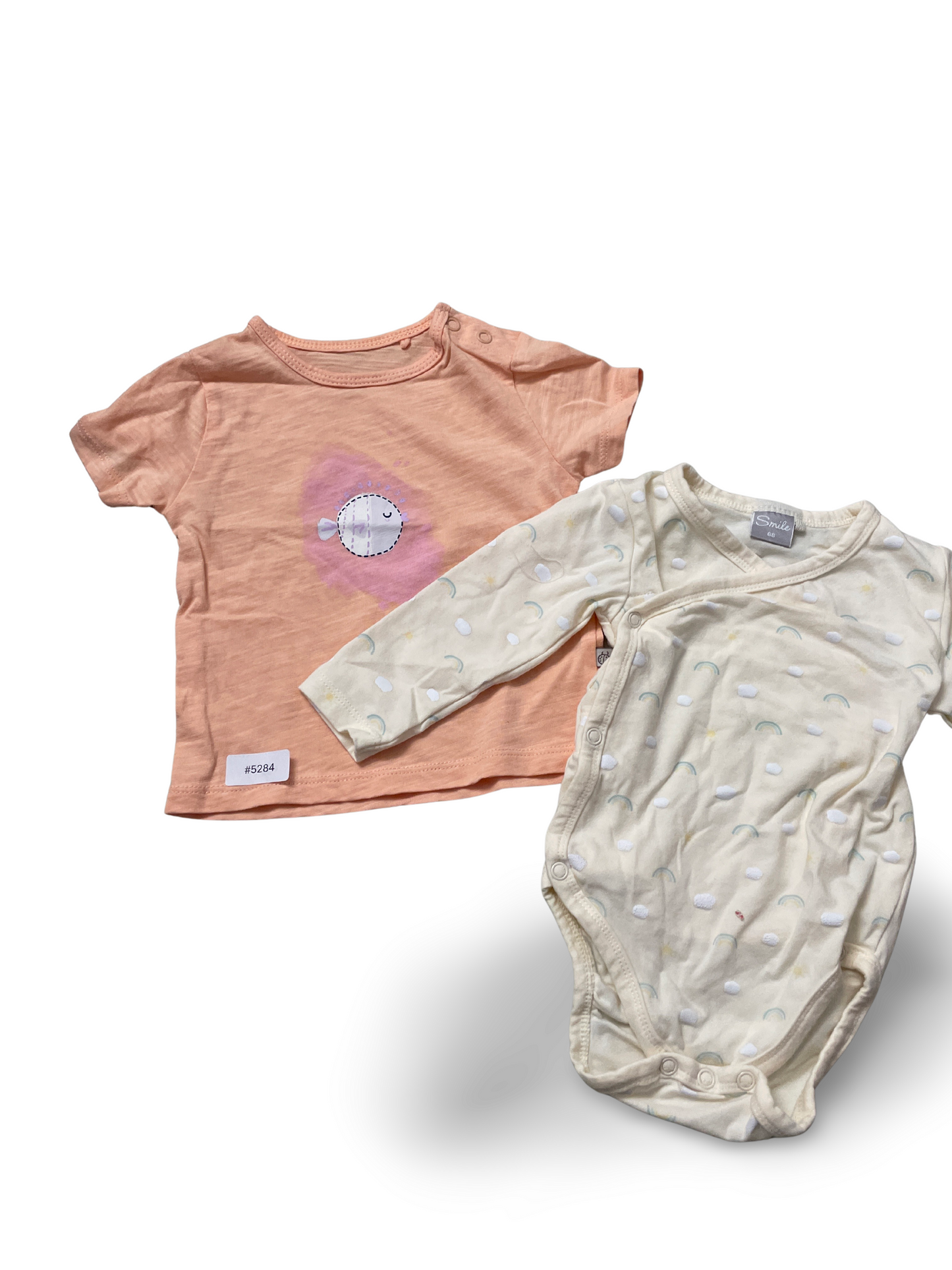 Kurzarmshirt und Wickelstrampler - Gr. 68