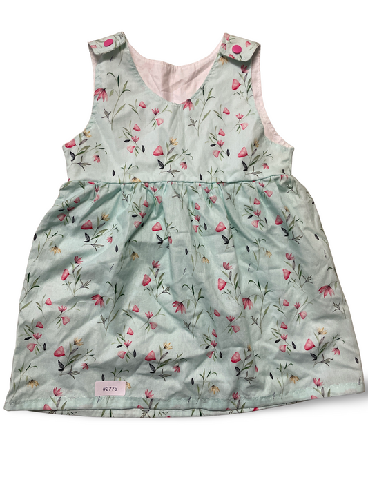 Ärmelloses mintgrünes Blumenkleid - Gr. 86