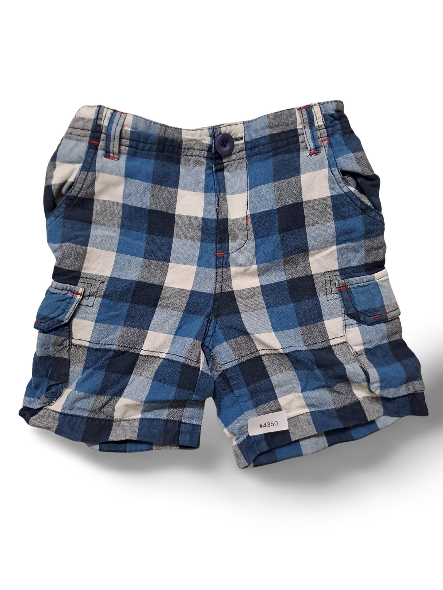 Blau karierte Cargo-Shorts - Gr. 98