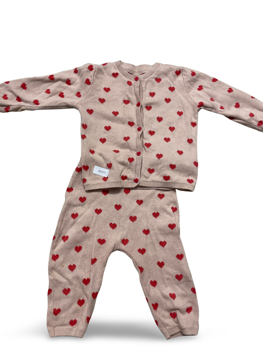 Cardigan und Leggings mit Herzchen - Gr. 74