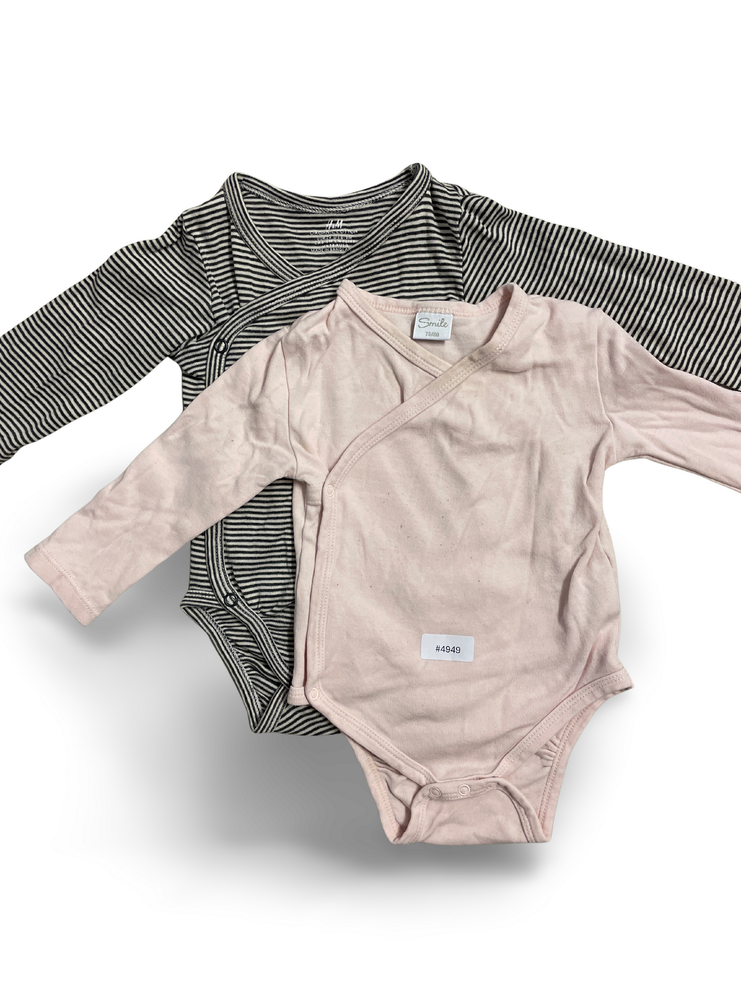 2er Bundle Wickelbody Rosa und Gestreift - Gr. 74