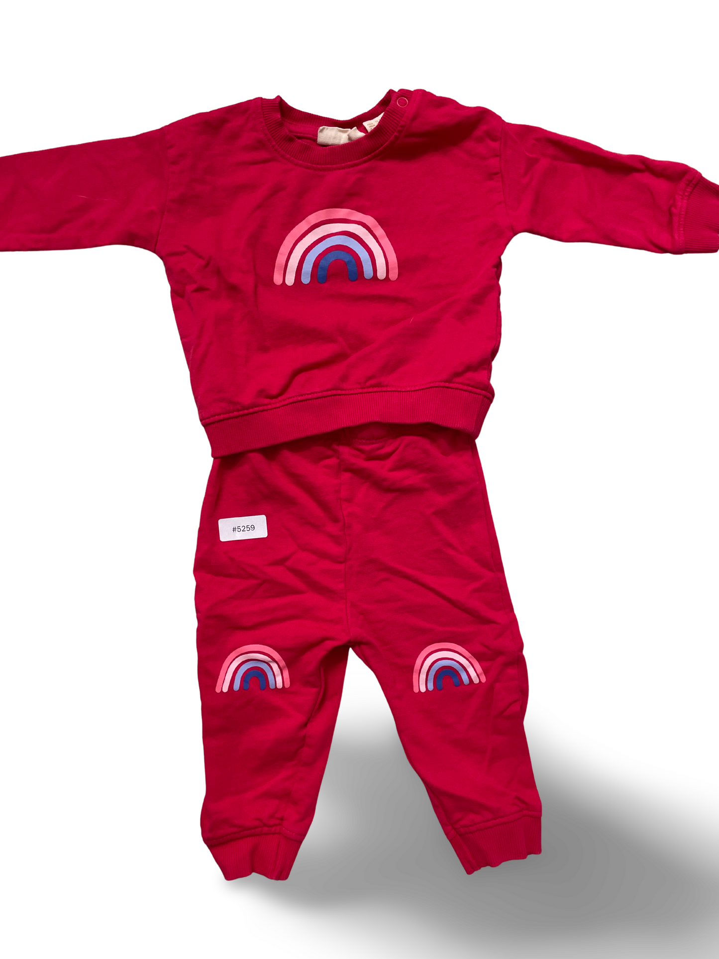 Zweiteiliges Set Sweatshirt und Strampelhose mit Regenbogen - Gr. 68