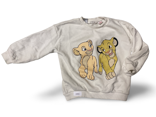 Weisses Sweatshirt mit Löwenmotiv - Gr. 110