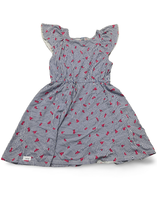 Gestreiftes Kleid mit Rüschenärmeln - Gr. 128