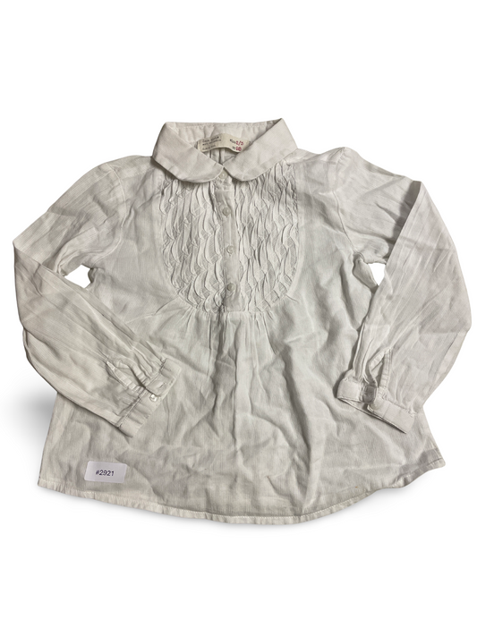 Weiße Langarmbluse mit Bubikragen - Gr. 98