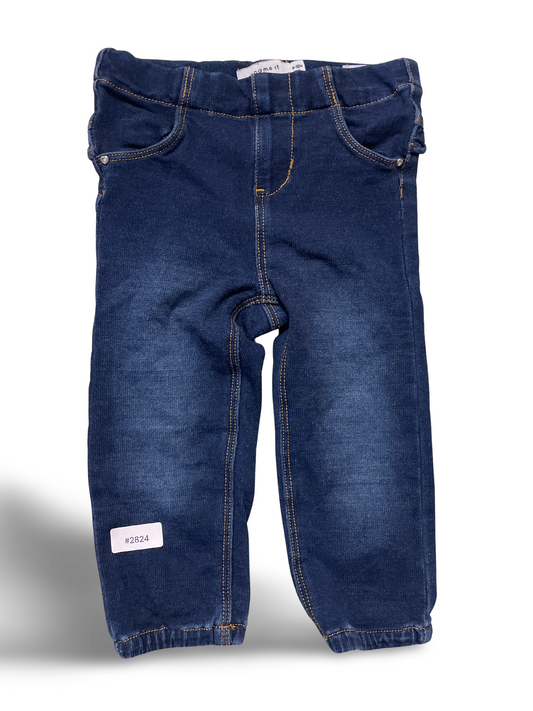 Dunkelblaue Jeansleggings mit Gummibund - Gr. 80