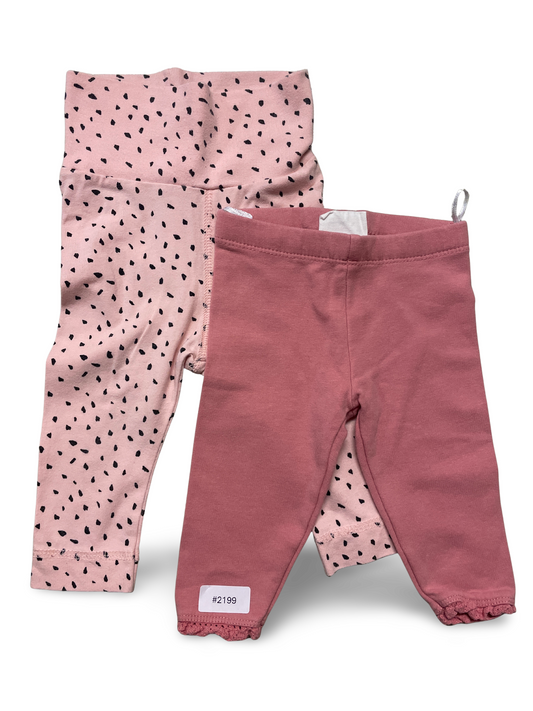 2er Bundle Leggings Rosa und Rosa mit schwarzen Punkten - Gr. 68