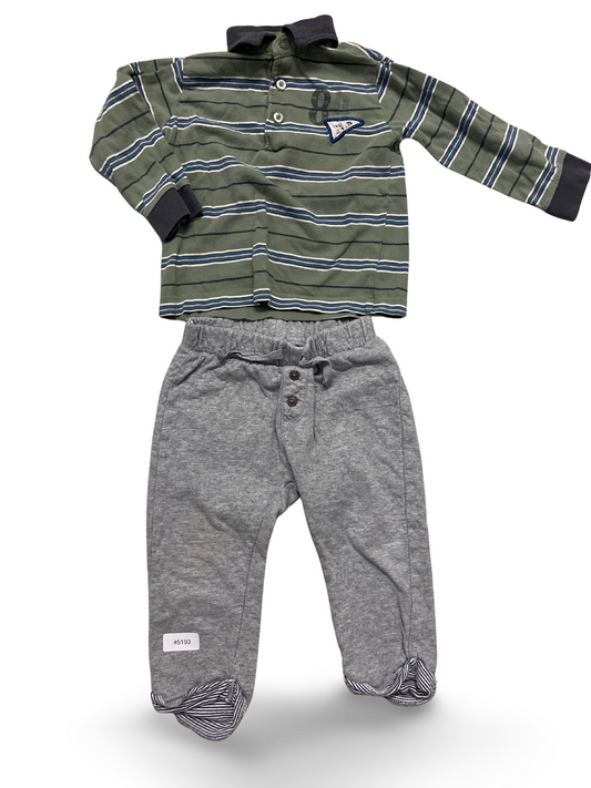 Grau melierte Jogginghose mit Fusschen - Gr. 86
