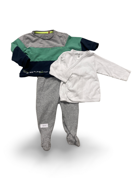 3-teiliges Set Sweatshirt, Wickelshirt und Strumpfhose - Gr. 68