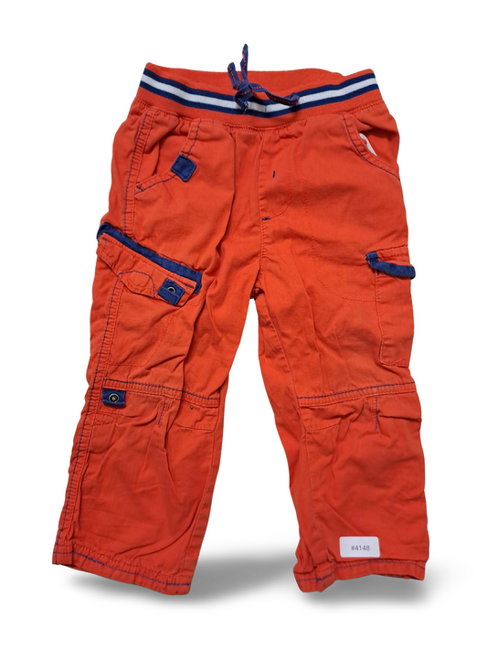 Orangene Cargohose mit Kordelzug - Gr. 92