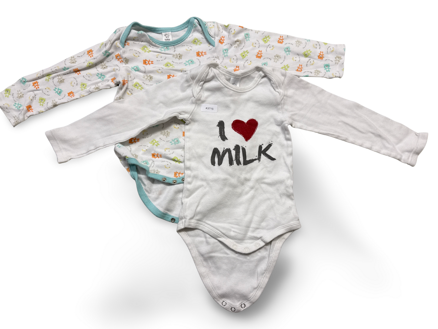 Bundle of 2 long-sleeved baby bodysuits with motif - size 104